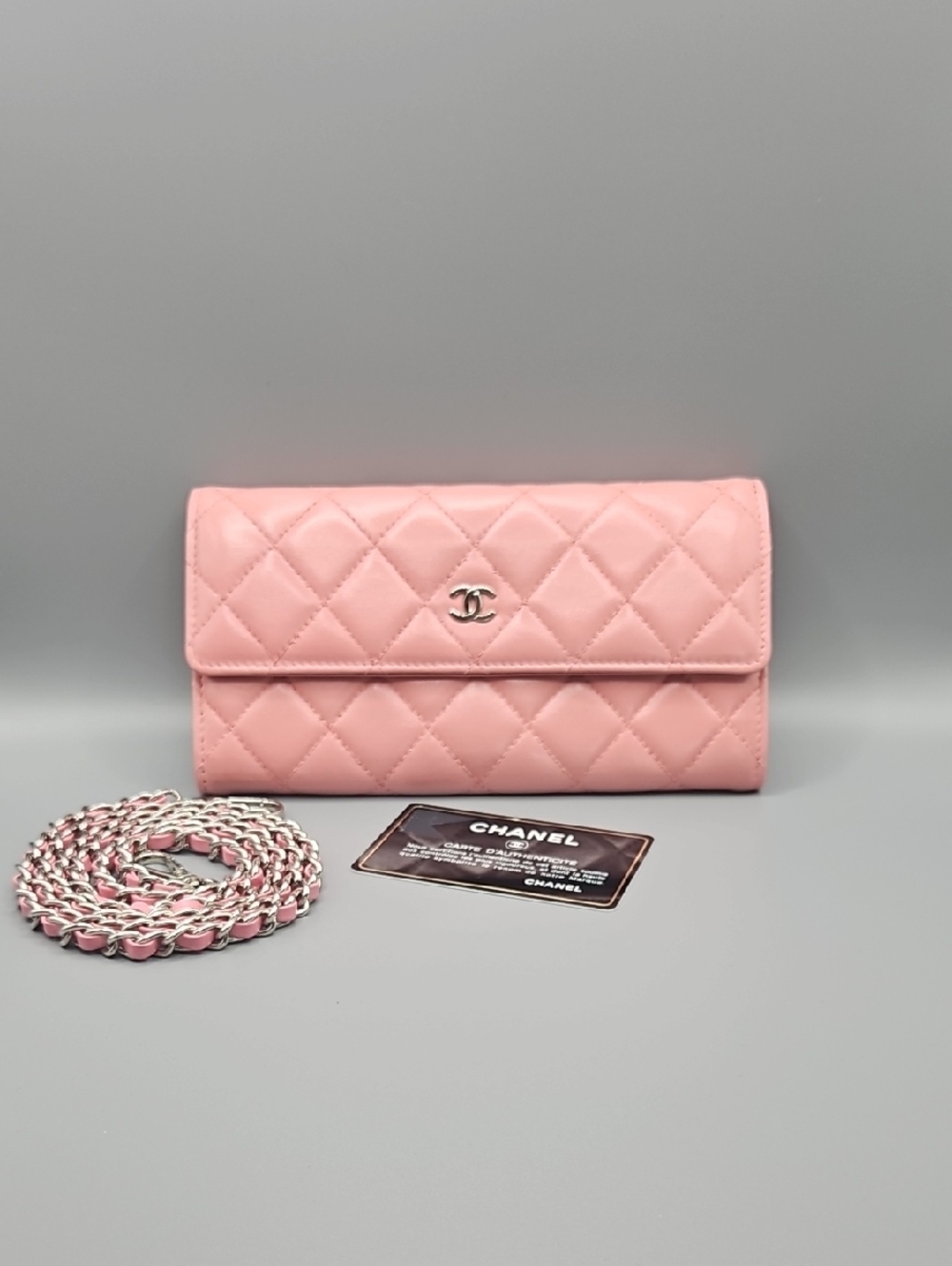 CHANEL Authentic Quilted Leather Pink Long Wallet/Clutch - Picture 16 of 17
